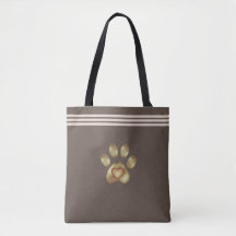 Pata de animal de estimação em bolsa tote marrom e