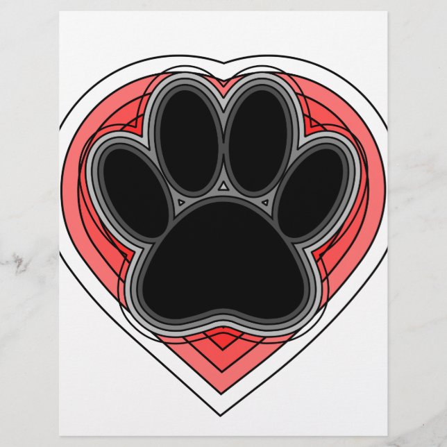 Pata De Cães No Coração Vermelho Com Descrições (Frente)