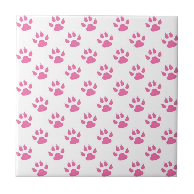 Pata de gatinho rosa imprime azulejo cerâmico (Frente)