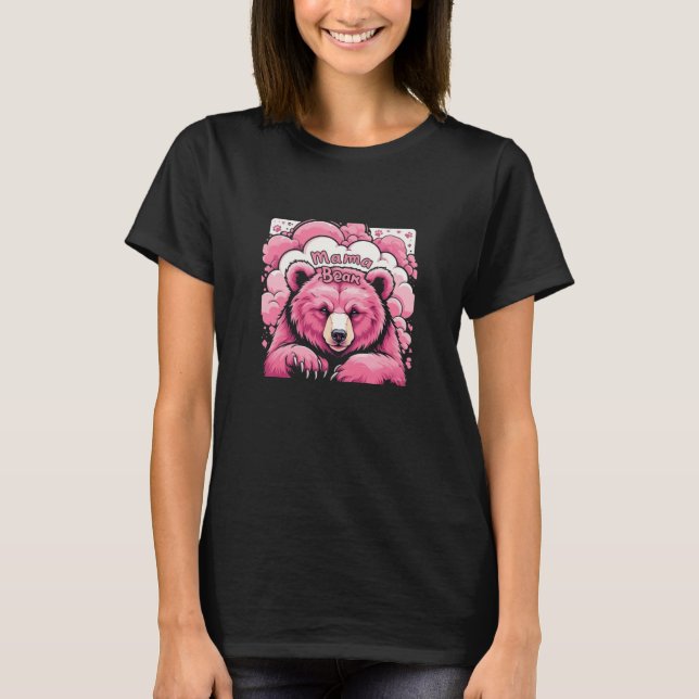 Pata rosa do urso da mamãe Imprime camiseta do Dia (Frente)