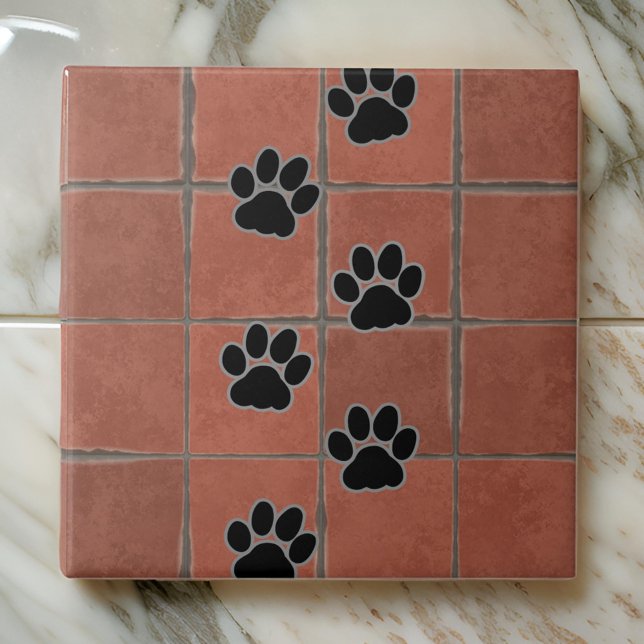 Patas-Cães Terracotta Pista no Chão Trilha de Pata (Criador carregado)