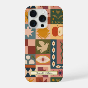 Patchwork celestial boêmica com símbolos místicos
