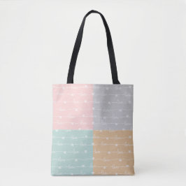 Patchwork Love Hearts Pastel Tote Bag