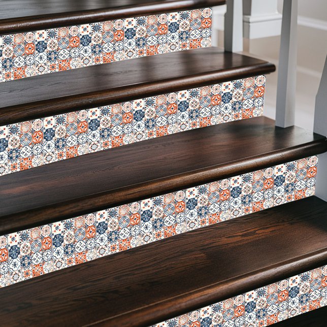 Patchwork marroquina vibrante - Azul Boho, Vermelh (Criador carregado)