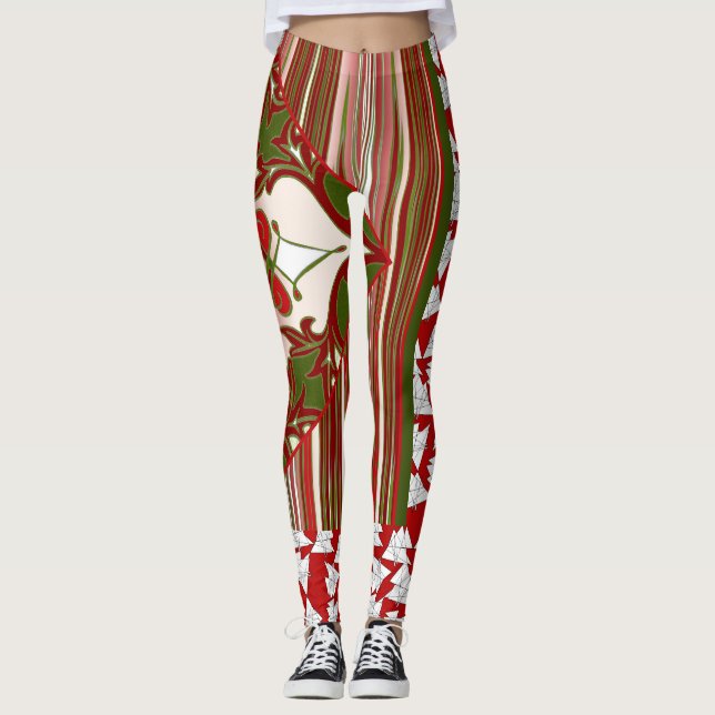 Patchy Stripes Christmas Party Leggings (Frente)