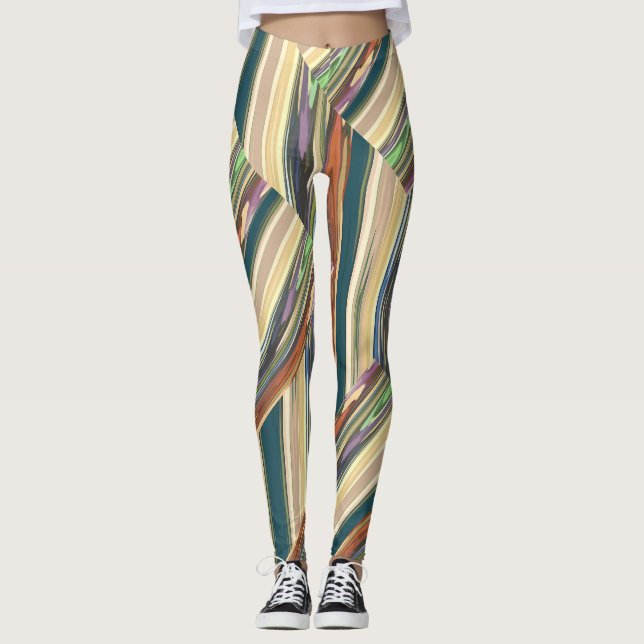 Patchy Stripes Green Leggings (Frente)