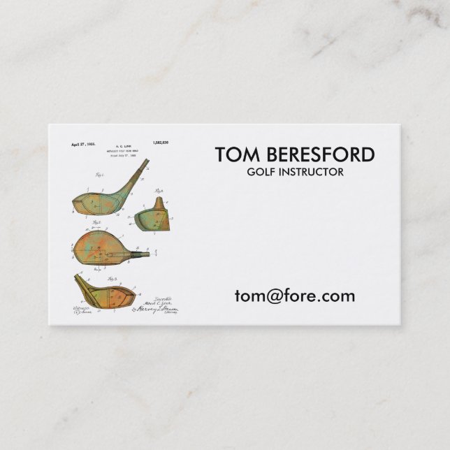 PATENTE das CABEÇAS de CLUBE do GOLFE - cartões de (Frente)