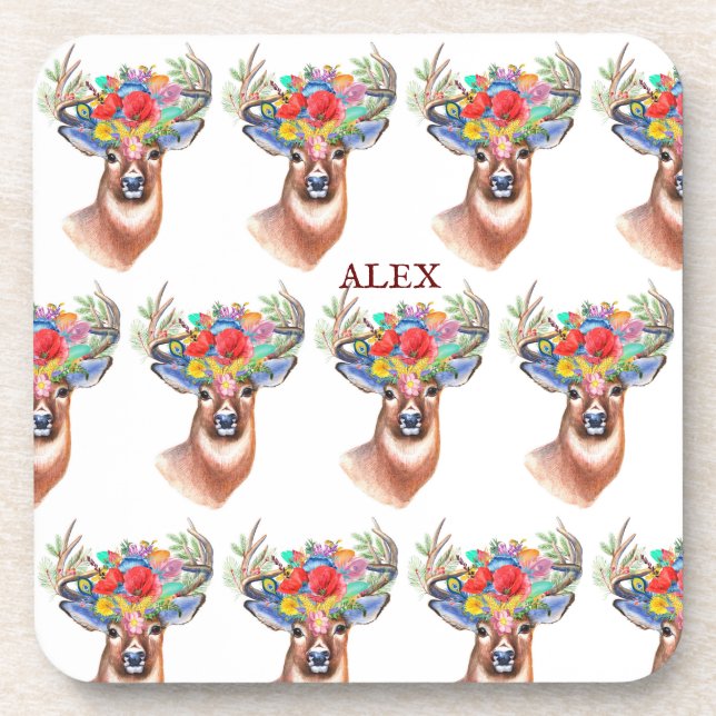 Paterna Flower Reindeer Porta copos de Natal (Frente)