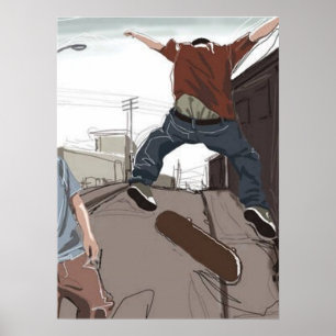 Patinadores na Poster da rua