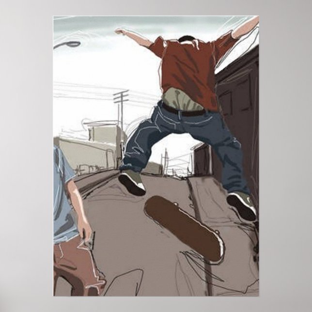 Patinadores na Poster da rua (Frente)