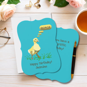 Pato Amarelo Dizendo Cartão de Aniversário Quack H