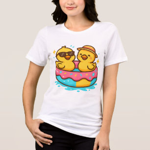 Pato Bonito em Floatie - Engraçado Verão Vibes T-S