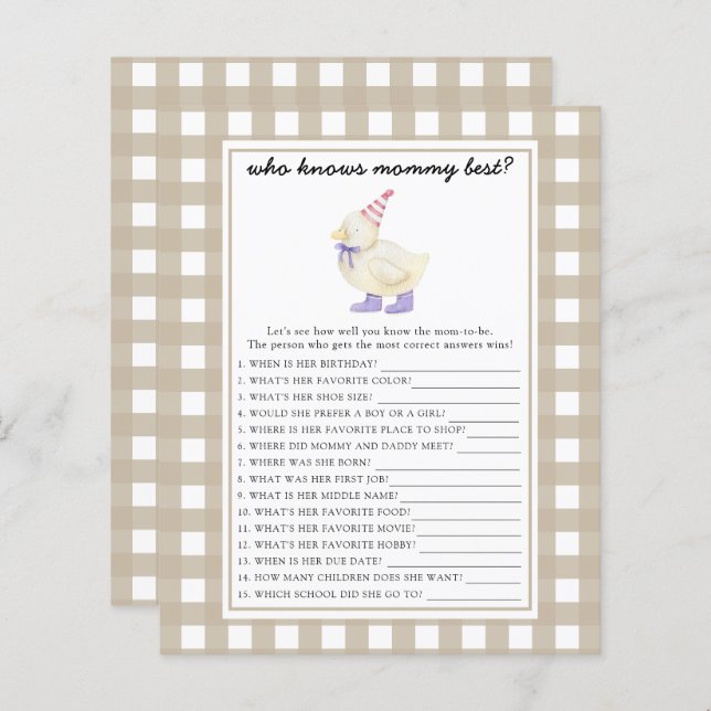 Pato bonito - Quem conhece melhor a mamãe (Frente/Verso)