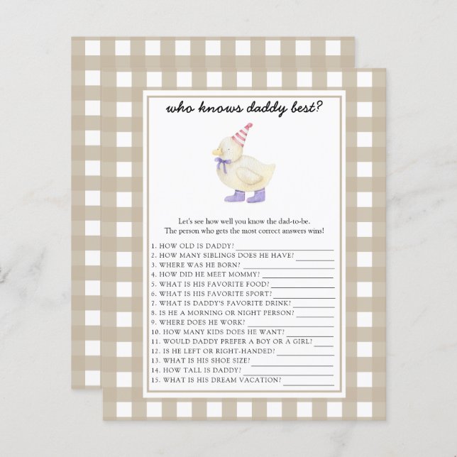 Pato bonito - Quem sabe o melhor jogo do pai (Frente/Verso)