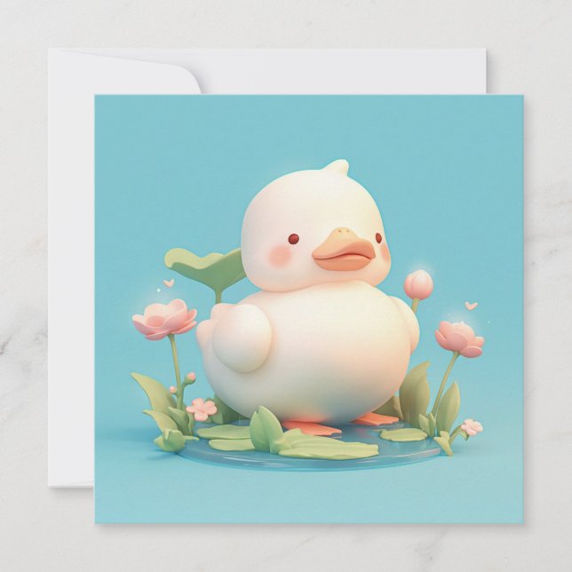 Pato Branco em estilo de argila 3D Floral Pond Car (Frente)
