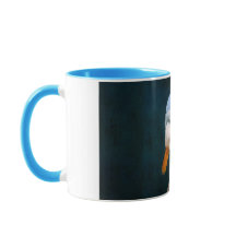 Pato com uma pérola a tocar caneca