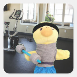 Pato Danny na academia Adesivo Quadrado