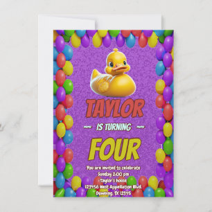 Pato de Borracha Fofo Convite de Aniversário Perso