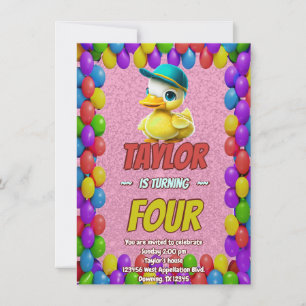 Pato de Borracha Fofo Convite de Aniversário Perso