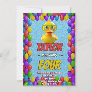 Pato de Borracha Fofo Convite de Aniversário Perso