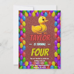 Pato de Borracha Fofo Convite de Aniversário Perso