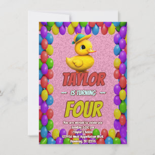 Pato de Borracha Fofo Convite de Aniversário Perso