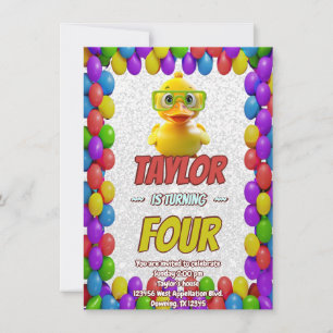 Pato de Borracha Fofo Convite de Aniversário Perso