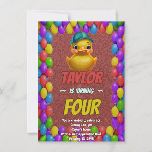 Pato de Borracha Fofo Convite de Aniversário Perso