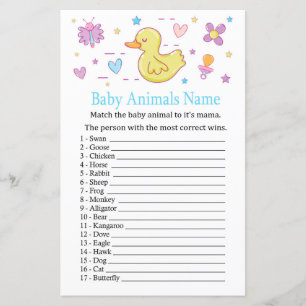 Pato de borracha Jogo de Nomes de Bebês Animais