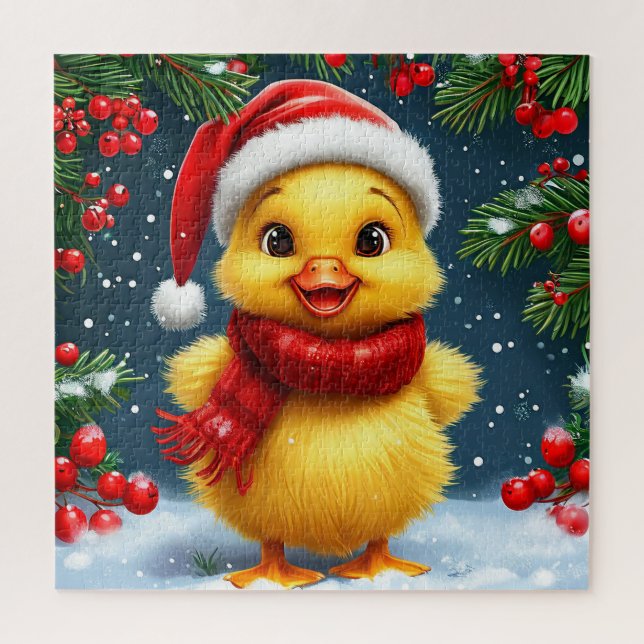 Pato de Chapéu de Papai Noel - Quebra-Cabeça para  (Vertical)