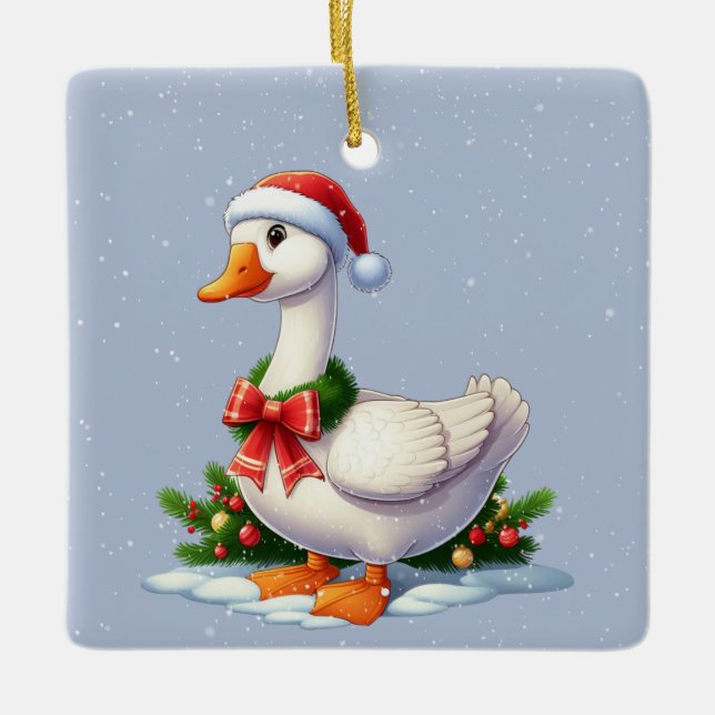 Pato de Natal no Enfeites de natal de neve (Frente)