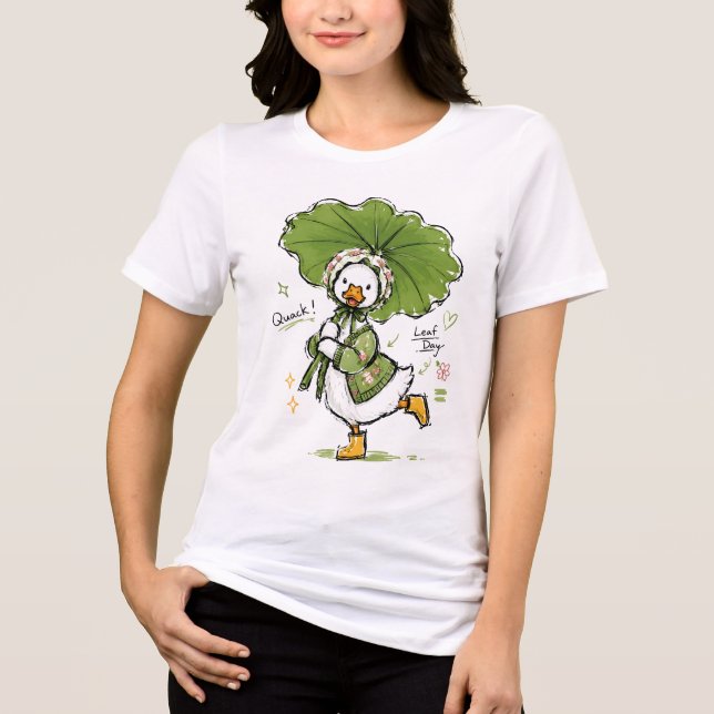 Pato Fofo com Guarda-Chuva de Folha e Touca Floral (Frente)