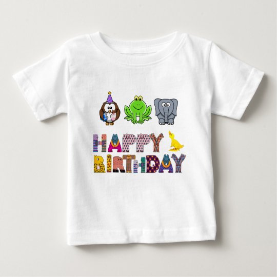Pato lunático Brithday feliz do elefante do sapo Camiseta Para Bebê