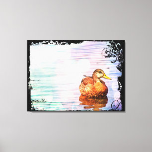 Pato na Canvas de Cartões Postais de Águas Paste
