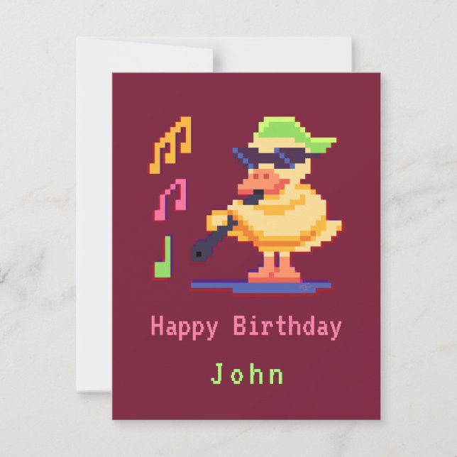 Pato Reproduzindo Música Pixel Arte Placa (Frente)