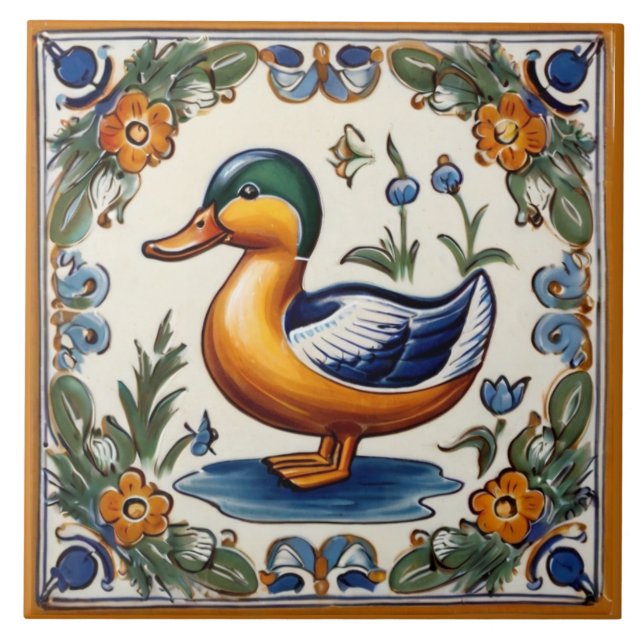 Pato Verde Amarelo Arte Foliar Europeia (Frente)