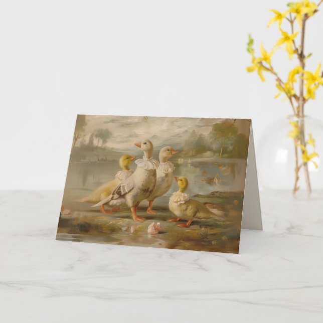 Patos - Cartão de Saudação Dobrado (Flor Amarela)