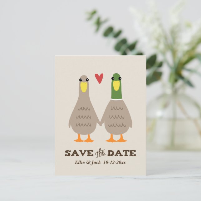 Patos de Amor Bonito Casamento Salve o Anúncio de  (Em pé/Frente)