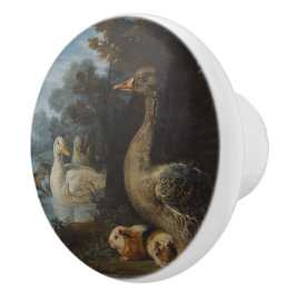 Patos-Guiné e um coelho em uma Paisagem Wooded