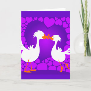 Patos se beijando, cartão de saudação