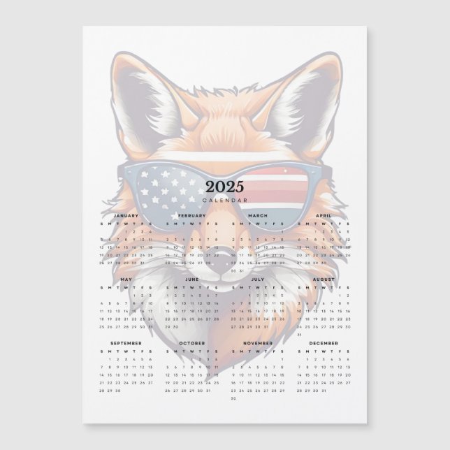 Patriot Fox Red White Blue Sunglass Magnet 2025 (Frente)