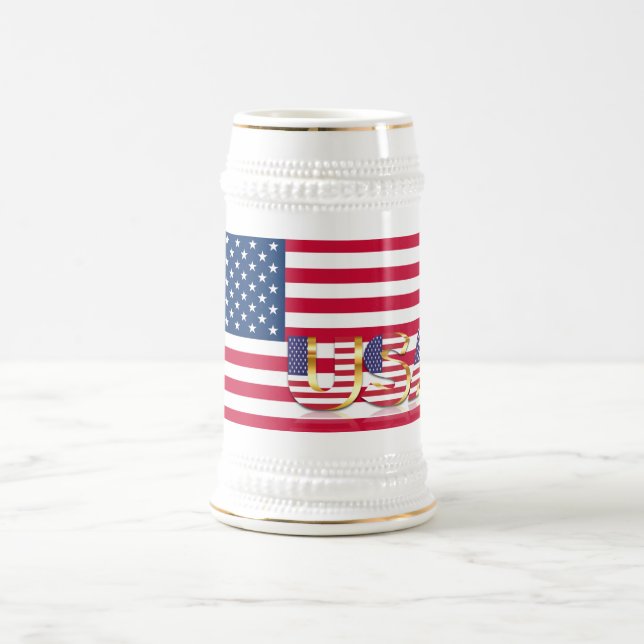 Patriotic American Flag Beer Caneca de cerveja EUA (Centro)