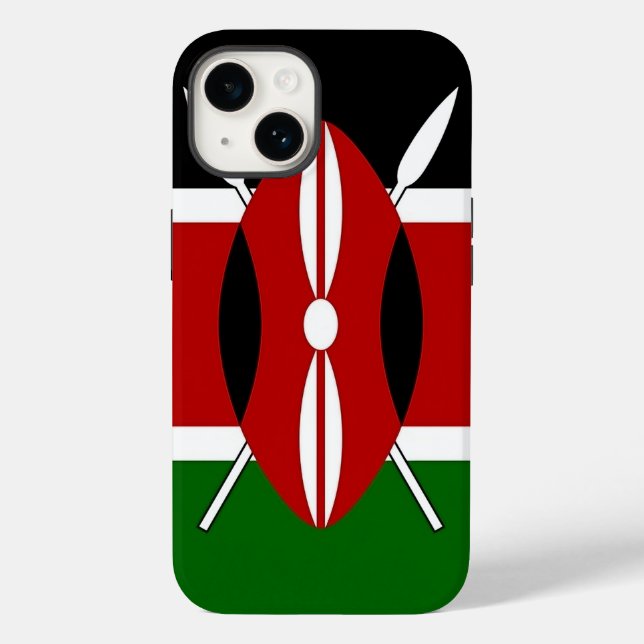 Patriotic Apple iPhone 14 Case-Mate Kenya flag (Verso)