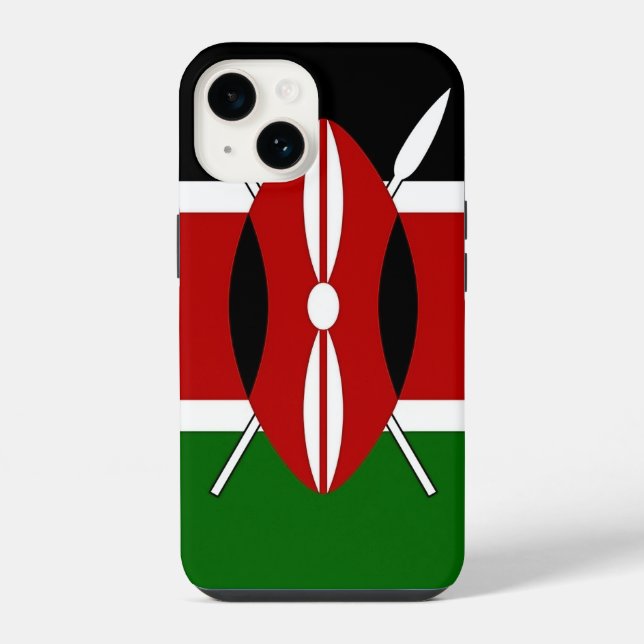 Patriotic Apple iPhone 14 Case-Mate Kenya flag (Verso)