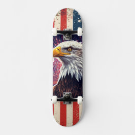 Patriotic Bald Eagle American Flag Skateboard Deck