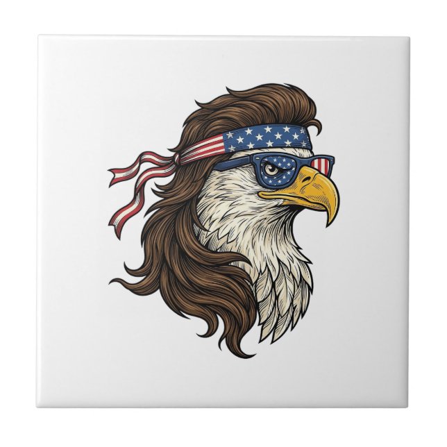 Patriotic Eagle Mullet Vintage Engraving Vector De (Frente)