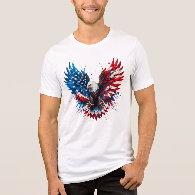 Patriotic Eagle T-Shirt – American Flag Wings Art  (Frente)