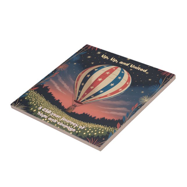 Patriotic Hot Air Balloon USA 1776–2026 Fireworks (Lateral)