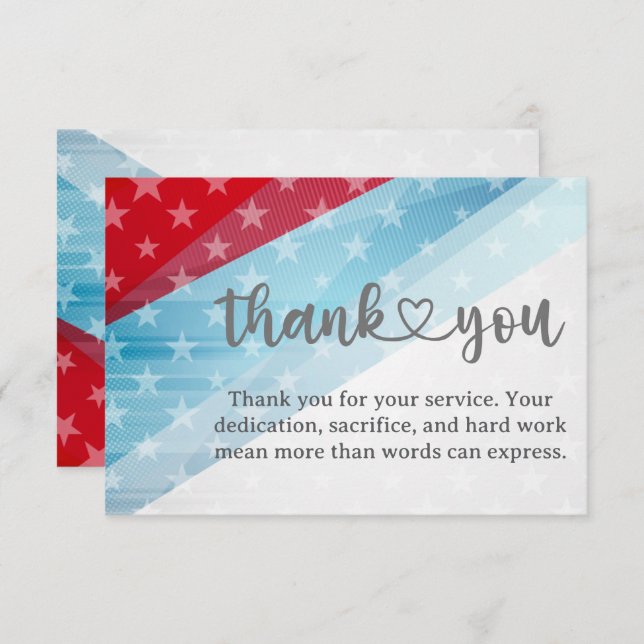 Patriotic Thank You For Your Service Card (Frente/Verso)