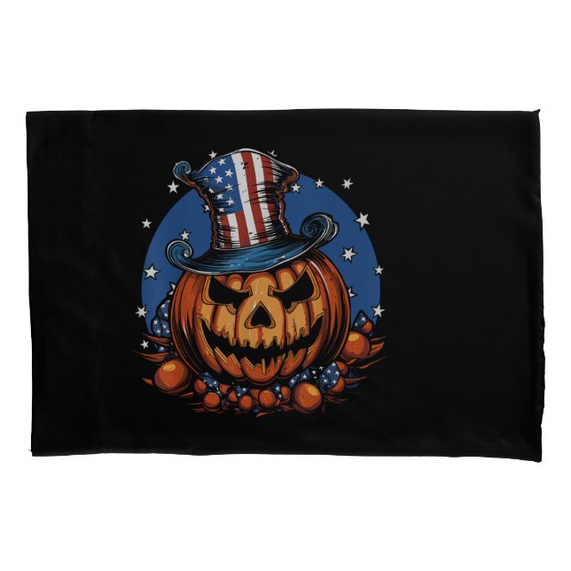 Patriotic USA Flag Halloween Pumpkin (Frente)